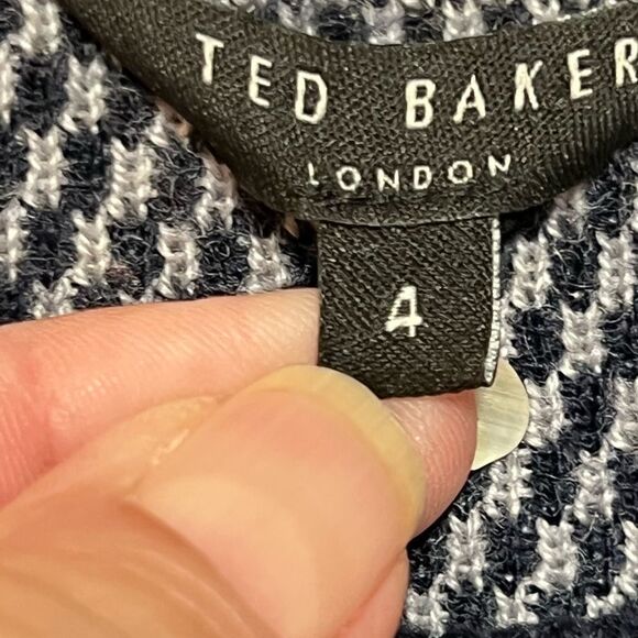 Ted Baker London Mens Slim Fit Bartun Stripe Sweater Navy Blue Sz 4 Large - Picture 6 of 6